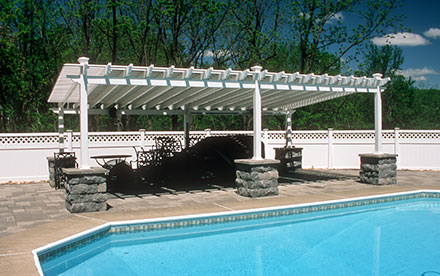 Chester, NJ Solar Pool Heating System Mounted On Custom Built Pergola